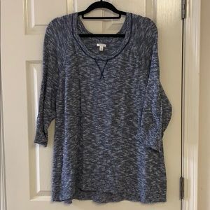 Women’s Sonoma 3/4 sleeve blue marled knit scoop neck sweater size 1X